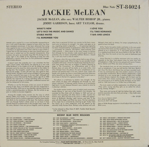 Jackie McLean : Swing, Swang, Swingin' (LP, Album, Ltd, RE)