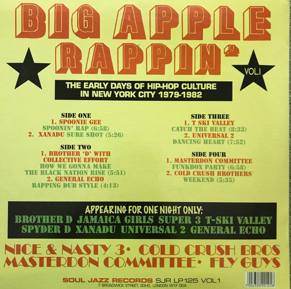 Various : Big Apple Rappin' Vol.1 (2xLP, Comp)
