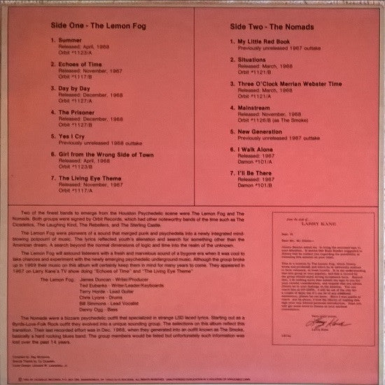 The Lemon Fog, The Nomads (3) : Three O'Clock Merrian Webster Time (LP, Comp, Ltd, Num, Yel)