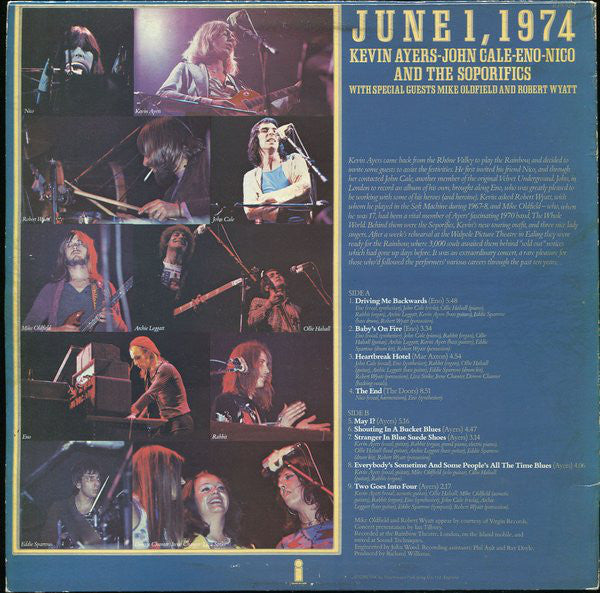 Kevin Ayers - John Cale - Eno* - Nico (3) : June 1, 1974 (LP, Album, Pin)
