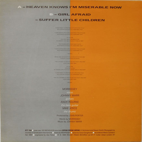 The Smiths : Heaven Knows I'm Miserable Now (12", Single, CBS)