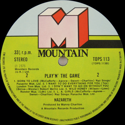 Nazareth (2) : Play'n' The Game (LP, Album)