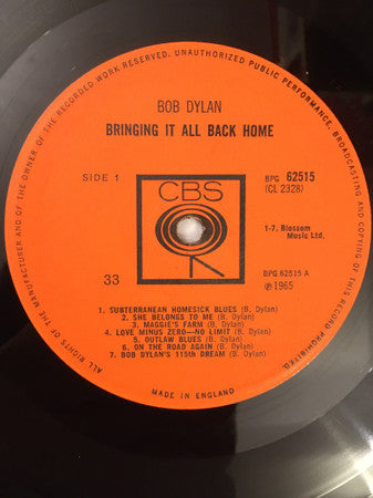 Bob Dylan : Bringing It All Back Home (LP, Album, Mono, Phi)