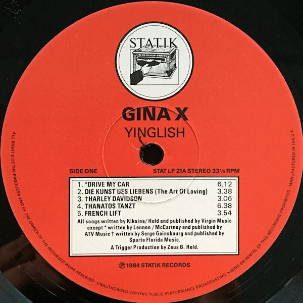 Gina X : Yinglish (LP, Album, Ltd + 12", Single)