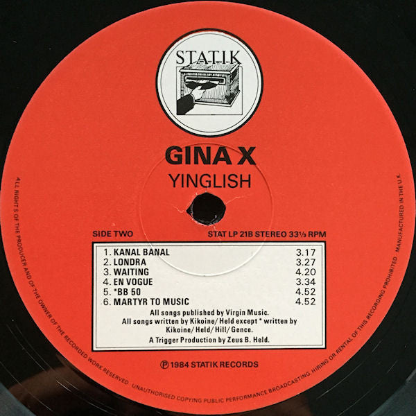 Gina X : Yinglish (LP, Album, Ltd + 12", Single)