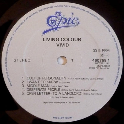 Living Colour : Vivid (LP, Album)