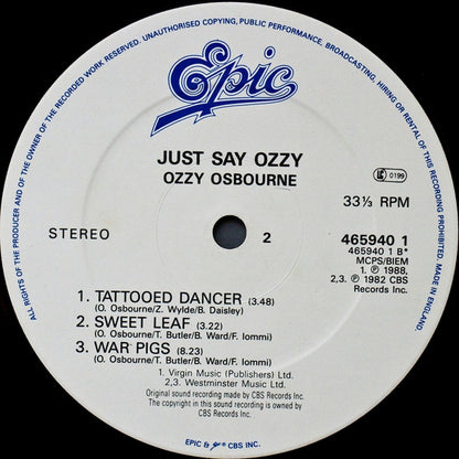 Ozzy Osbourne : Just Say Ozzy (12", EP)
