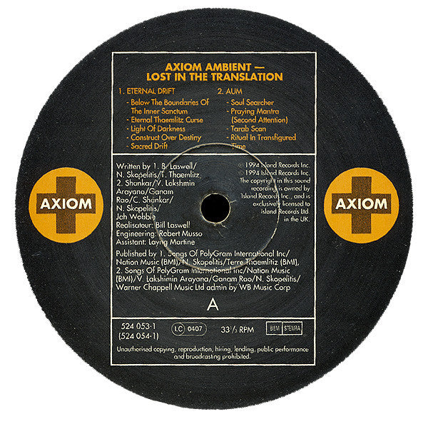 Axiom Ambient : Lost In The Translation (LP, Album + 12" + Ltd, Num)