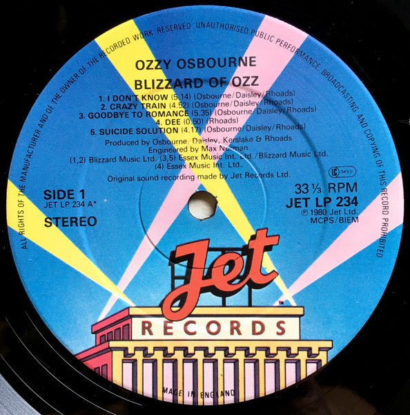 Ozzy Osbourne : Blizzard Of Ozz (LP, Album, Ast)