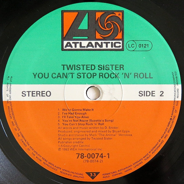 Twisted Sister : You Can't Stop Rock 'N' Roll (LP, Album)