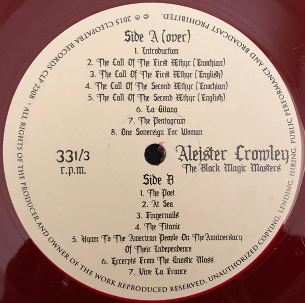 Aleister Crowley : The Black Magic Masters (LP, Ltd, Num, Red)