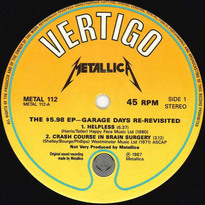 Metallica : The $5.98 E.P. - Garage Days Re-Revisited (12", EP, Maxi)