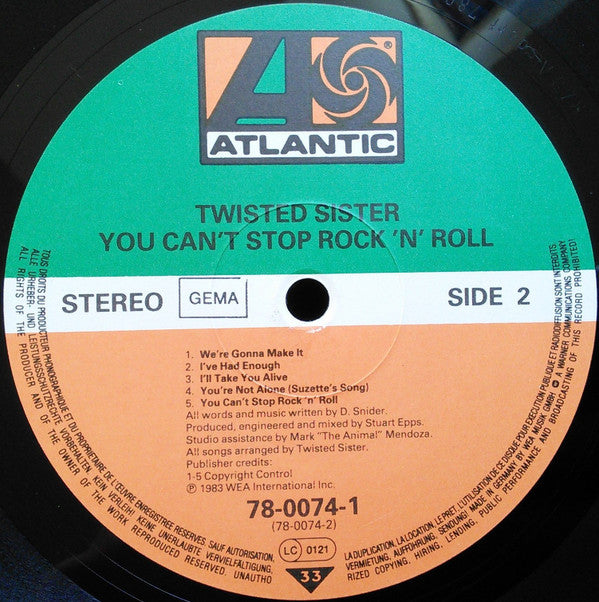 Twisted Sister : You Can't Stop Rock 'N' Roll (LP, Album)