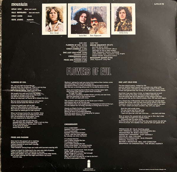 Mountain : Flowers Of Evil (LP, Album, RP)