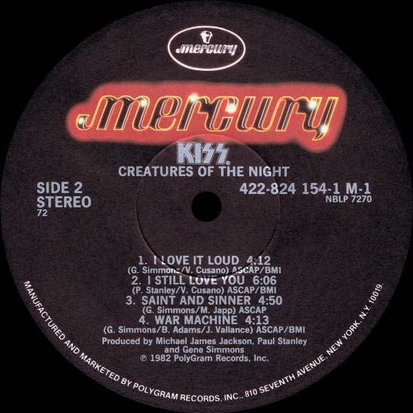 Kiss : Creatures Of The Night (LP, Album, RE, 72)