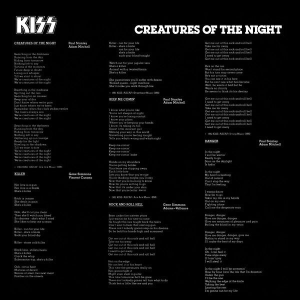 Kiss : Creatures Of The Night (LP, Album, RE, 72)