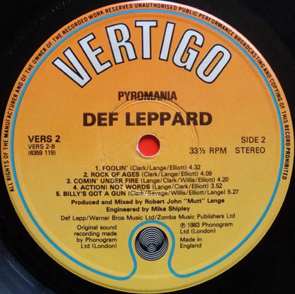 Def Leppard : Pyromania (LP, Album)