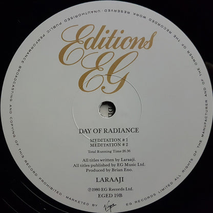 Laraaji Produced By Brian Eno : Ambient 3 (Day Of Radiance) (LP, Album, RE)