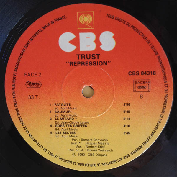 Trust (2) : Repression (LP, Album)