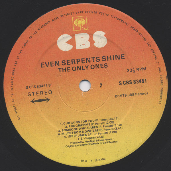 The Only Ones : Even Serpents Shine (LP, Album)