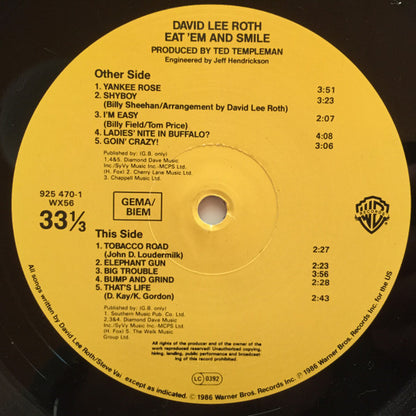 David Lee Roth : Eat 'Em And Smile (LP, Album)