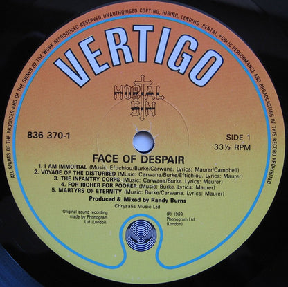 Mortal Sin : Face Of Despair (LP, Album)