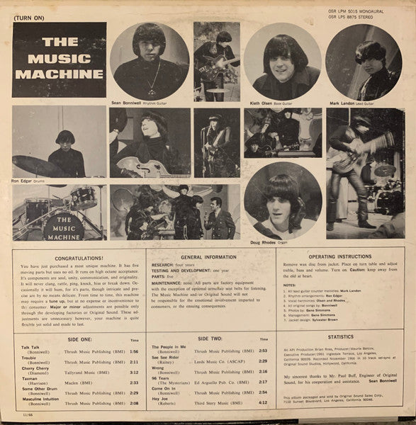 The Music Machine : (Turn On) The Music Machine (LP, Album, Mono, Los)