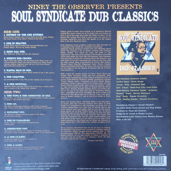 Soul Syndicate* : Niney The Observer Presents Soul Syndicate Dub Classics (LP, Comp)