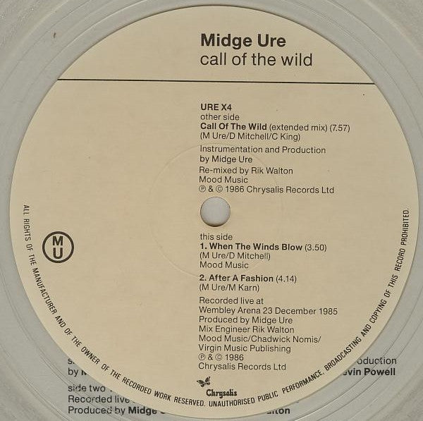 Midge Ure : Call Of The Wild (Extended Mix) (12", Single, Cle)