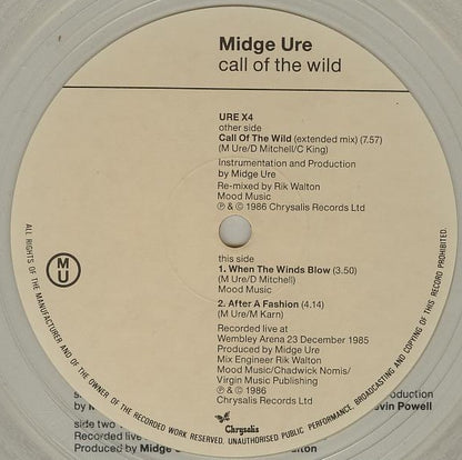Midge Ure : Call Of The Wild (Extended Mix) (12", Single, Cle)