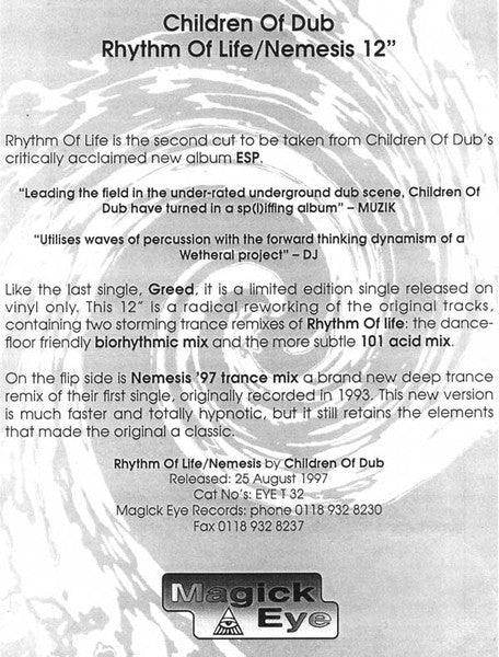 Children Of Dub : Nemesis / Rhythm Of Life (12")