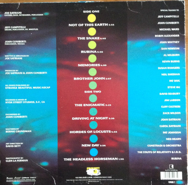 Joe Satriani : Not Of This Earth (LP, Album, RE)