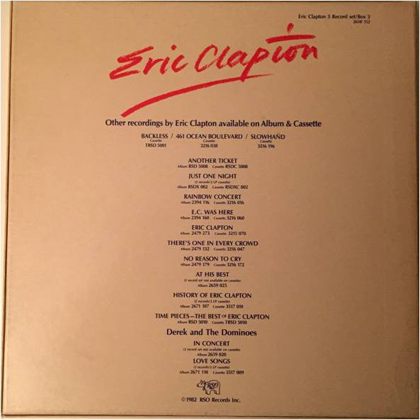 Eric Clapton : Backless / 461 Ocean Boulevard / Slowhand  (3xLP, Comp, Box)