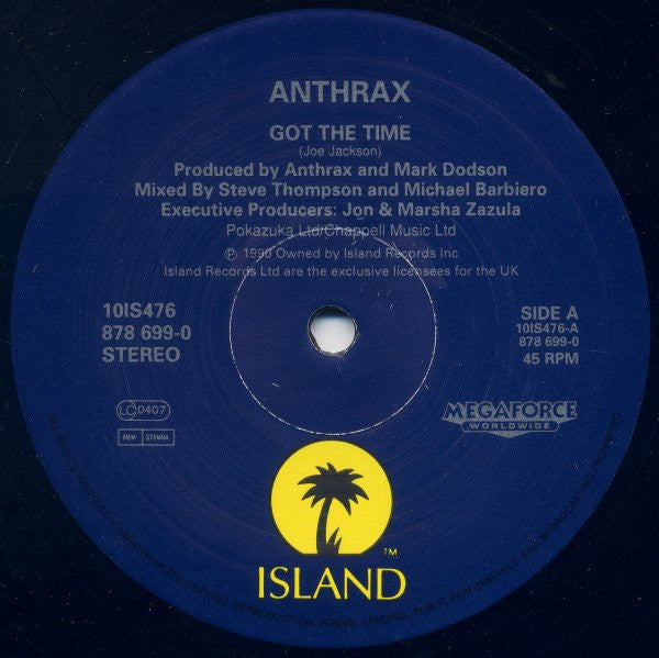 Anthrax : Got The Time (10", Single, Ltd)