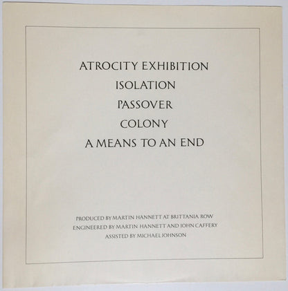 Joy Division : Closer (LP, Album, RP, CBS)