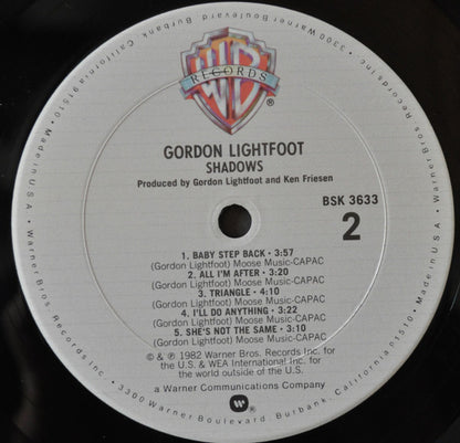 Gordon Lightfoot : Shadows (LP, Album, Club, Col)