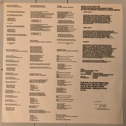 Metallica : Ride The Lightning (LP, Album)