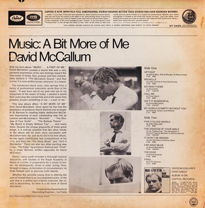David McCallum : Music: A Bit More Of Me (LP, Album, Scr)