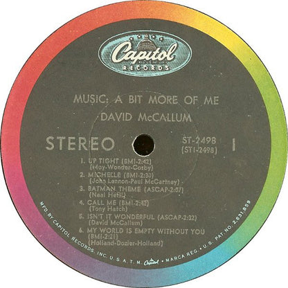 David McCallum : Music: A Bit More Of Me (LP, Album, Scr)