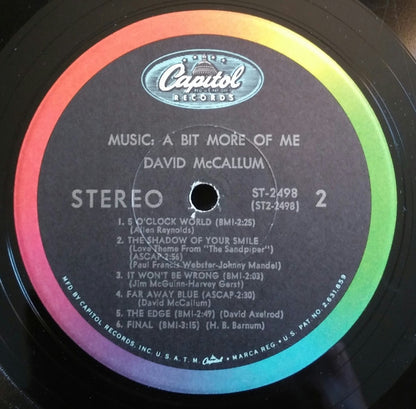 David McCallum : Music: A Bit More Of Me (LP, Album, Scr)