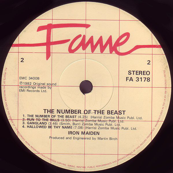 Iron Maiden : The Number Of The Beast (LP, Album, RE)