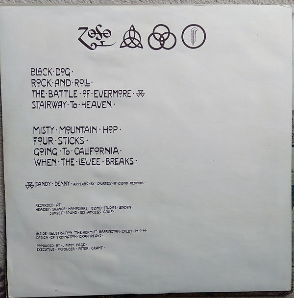 Led Zeppelin : Untitled (LP, Album, M/Print, RP, Gat)
