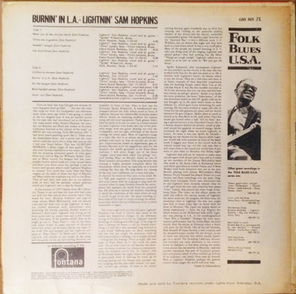 Lightnin' Hopkins : Burnin' In L.A. (LP, Album, Mono)