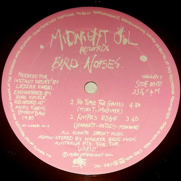 Midnight Oil : Bird Noises (12", EP, RE)