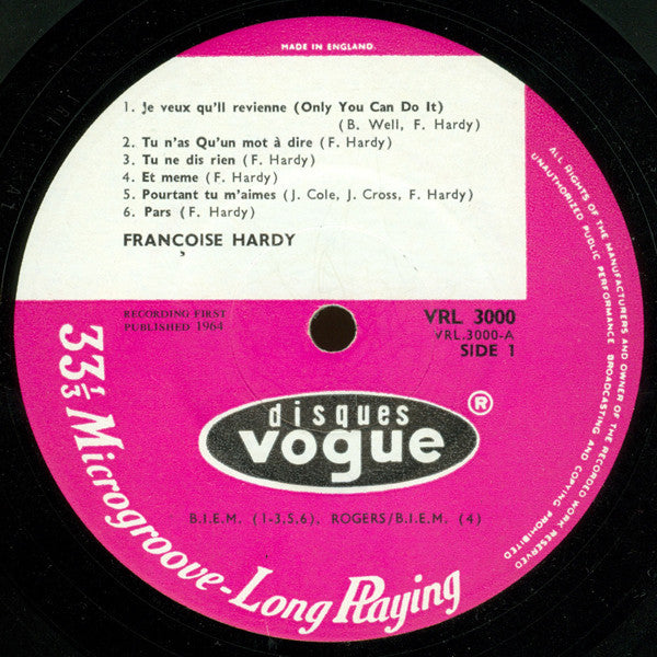 Françoise Hardy : Françoise Hardy (LP, Album, Gat)