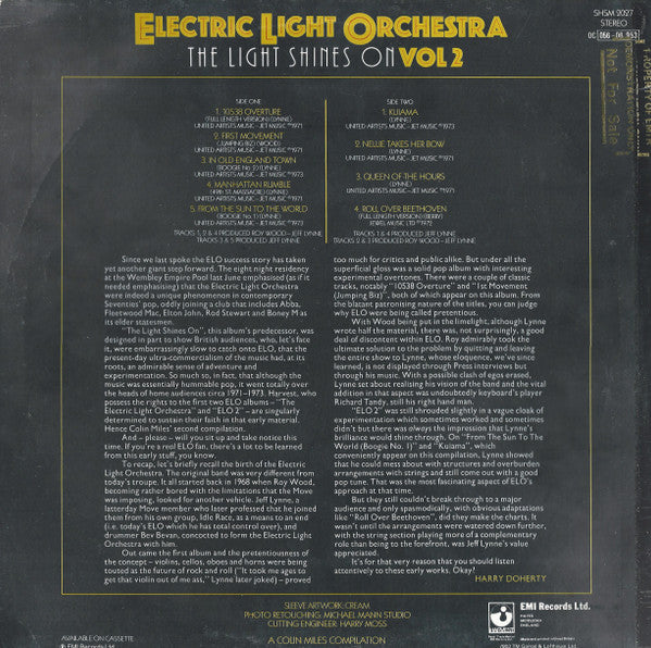 Electric Light Orchestra : The Light Shines On Vol 2 (LP, Comp)