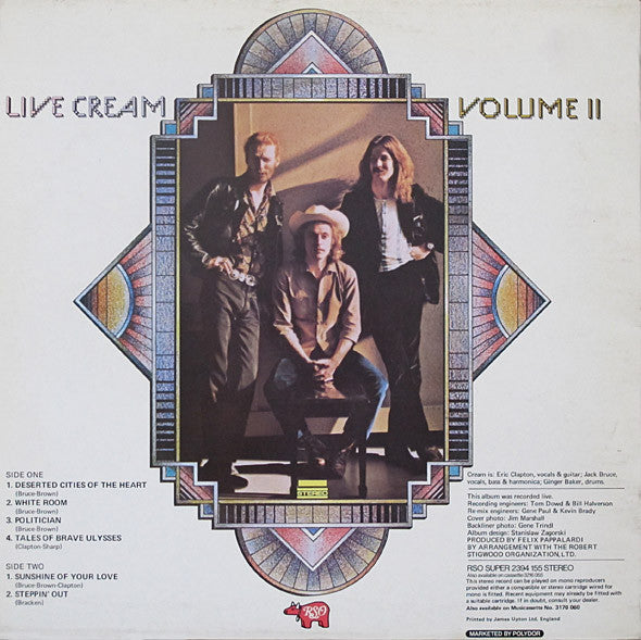 Cream (2) : Live Cream Volume II (LP, Album, RE)