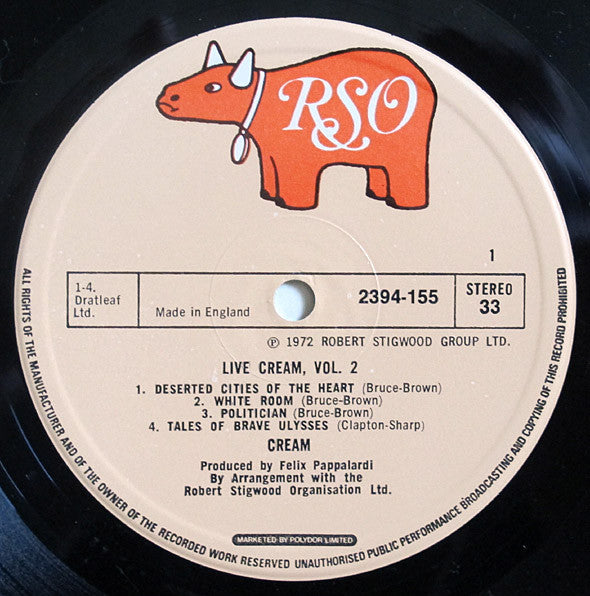 Cream (2) : Live Cream Volume II (LP, Album, RE)