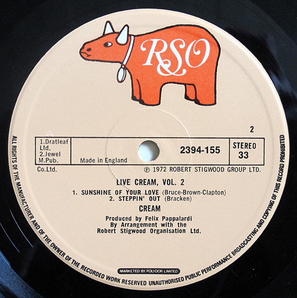 Cream (2) : Live Cream Volume II (LP, Album, RE)