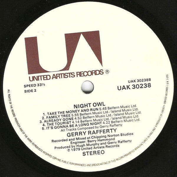 Gerry Rafferty : Night Owl (LP, Album)
